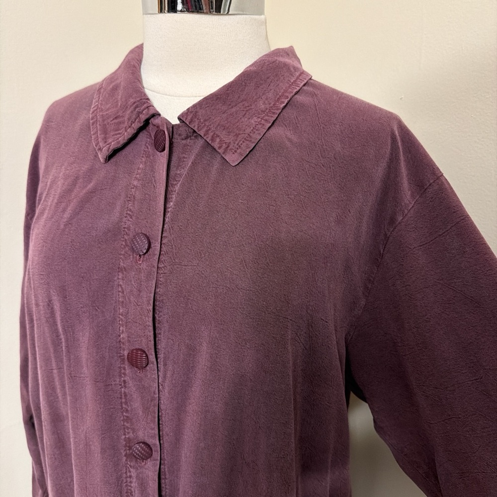 Vintage Muted Burgundy Tencel Blend Shirt Jacket M-L